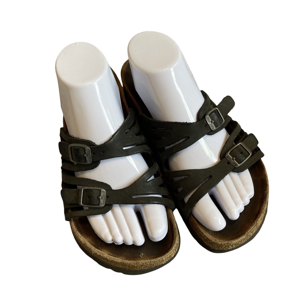 Birkenstock Sandals GRANADA Black Leather Soft Footbed Women Size 38 7.5 Used